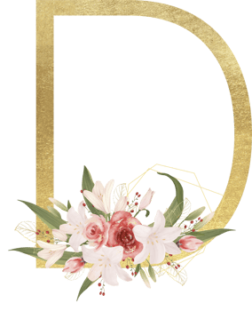 Alphabet and number gold watercolor, Wedding flower letter png