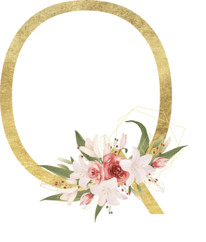 Alphabet and number gold watercolor, Wedding flower letter png