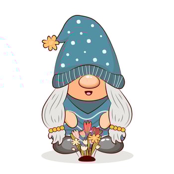 Sweet Spring Gnome. vector illustrator