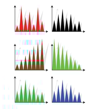 Set of triangle diagram color flat vector
