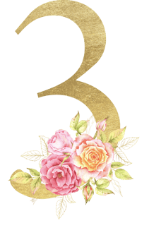 Alphabet and number gold watercolor, Wedding flower letter png