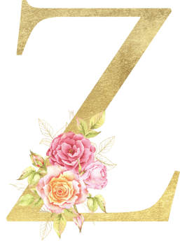 Gold Alphabet and Rose flower watercolor wedding letter png