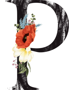 Alphabet and number flower watercolor wedding letter png