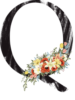 Alphabet and number flower watercolor wedding letter png