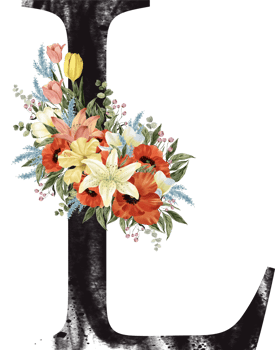 Alphabet and number flower watercolor wedding letter png