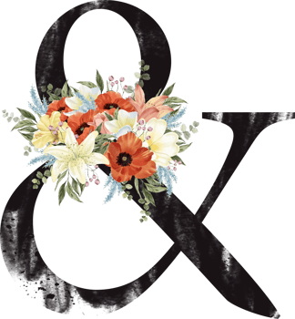 Alphabet and number flower watercolor wedding letter png