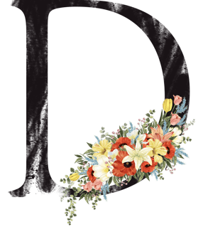 Alphabet and number flower watercolor wedding letter png