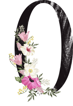 Alphabet and number flower watercolor wedding letter png