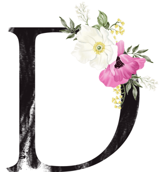 Alphabet and number flower watercolor wedding letter png