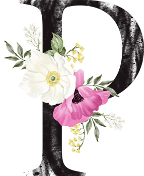 Alphabet and number flower watercolor wedding letter png