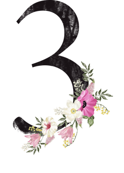 Alphabet and number flower watercolor wedding letter png