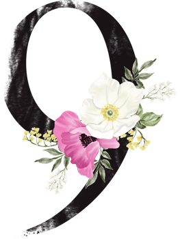 Alphabet and number flower watercolor wedding letter png