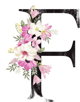 Alphabet and number flower watercolor wedding letter png