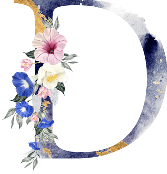 Alphabet and number flower watercolor wedding letter png