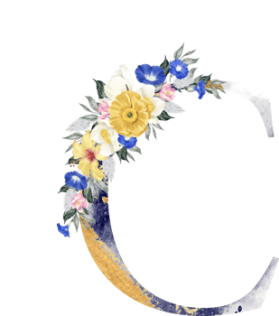 Alphabet and number flower watercolor wedding letter png