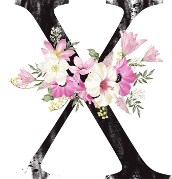 Alphabet and number flower watercolor wedding letter png