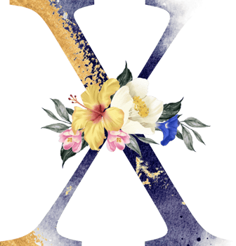 Alphabet and number flower watercolor wedding letter png