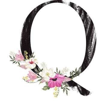 Alphabet and number flower watercolor wedding letter png