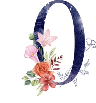 Alphabet and number flower watercolor wedding letter png