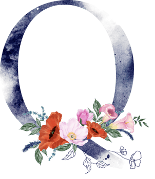 Alphabet and number flower watercolor wedding letter png