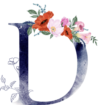 Alphabet and number flower watercolor wedding letter png
