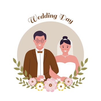 Wedding couple illustration concept vector