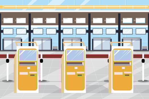 Indoor airport indoors. Airport interior. Waiting hall. Modern terminal. vector