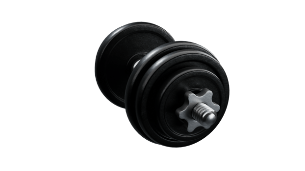 Black rubber dumbbells with perforated handle png
