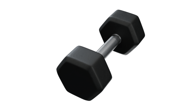 Black rubber dumbbells with perforated handle png