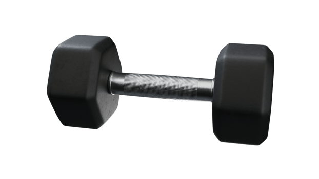 Black rubber dumbbells with perforated handle png