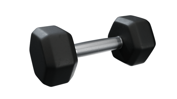 Black rubber dumbbells with perforated handle png