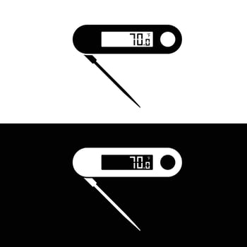 Meat thermometer flat silhouette vector. Silhouette utensil icon. Set of black and white symbols for kitchen concept, kitchen devices, kitchen gadgets, kitchen tools, kitchenware vector