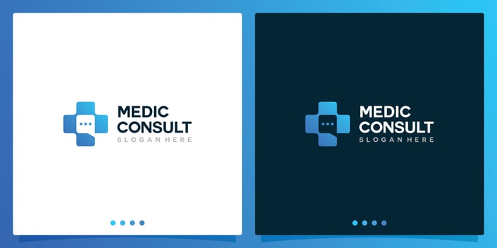 Logo medical cross vector with chat bubble logo design template. Premium Vector