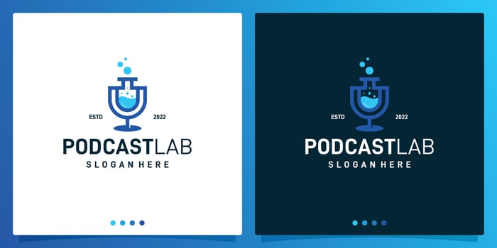Lab Logo Design vector with podcast microphone logo design template. Premium vector