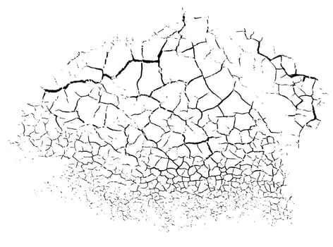 Natural cracks background. Vector overlay texture of cracked surface. One color graphic resource.