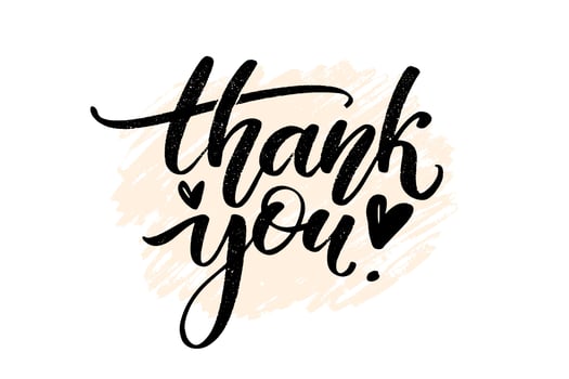 Thank you words with heart. Hand drawn creative calligraphy and brush pen lettering, design for holiday greeting cards and invitations. vector