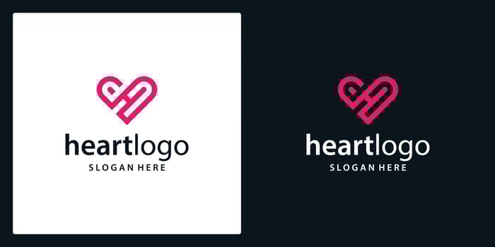 Heart love vector symbol with initials letter H. Valentine's day logotype. Abstract line health logo icon design.