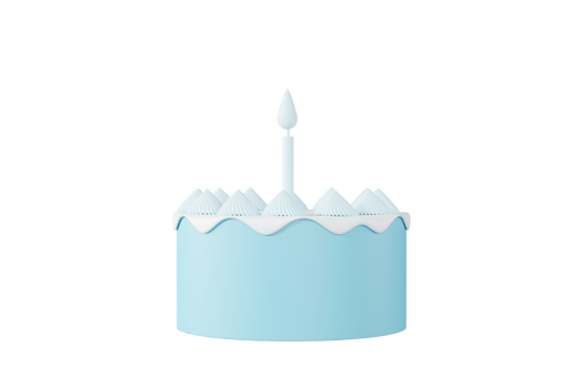 Sweet cake icons 3D blue color with ribbon png elements for birthday