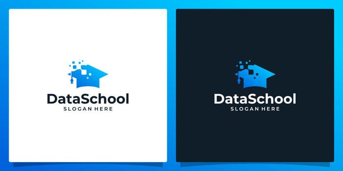 College, Graduate cap, Campus, Education logo design and digital pixel logo vector illustration graphic design.