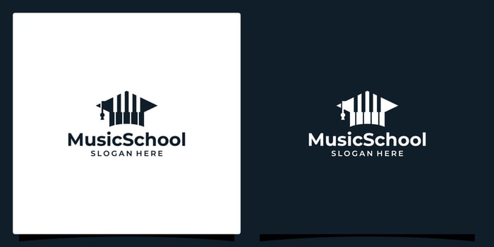College, Graduate cap, Campus, Education logo design and music piano logo vector illustration graphic design.
