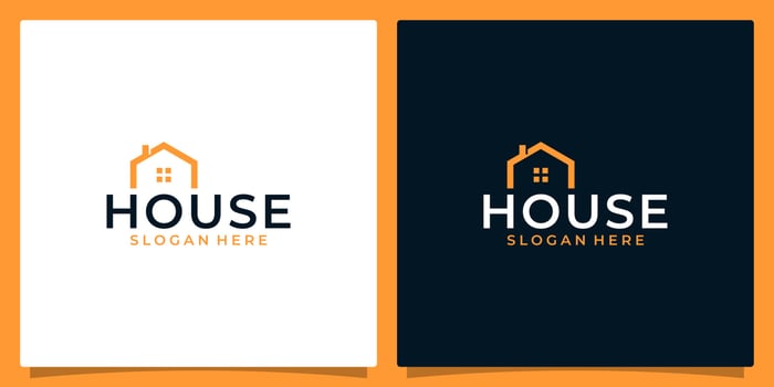 House lettering design with house building logo shape vector illustration. Good for brand, advertising, real estate, construction, property and home