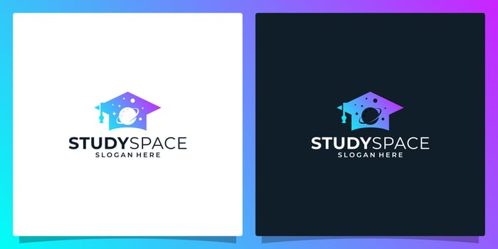 College, Graduation cap, Campus, Education logo design and space planet logo illustration graphic design. vector