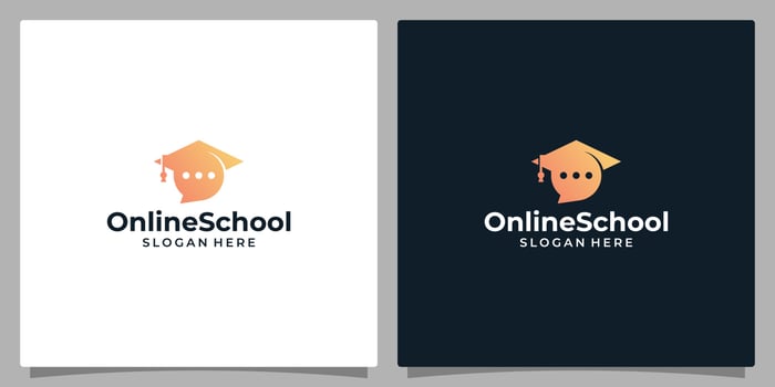 College, Graduation cap, Campus, Education logo design and chat bubble illustration vector design.