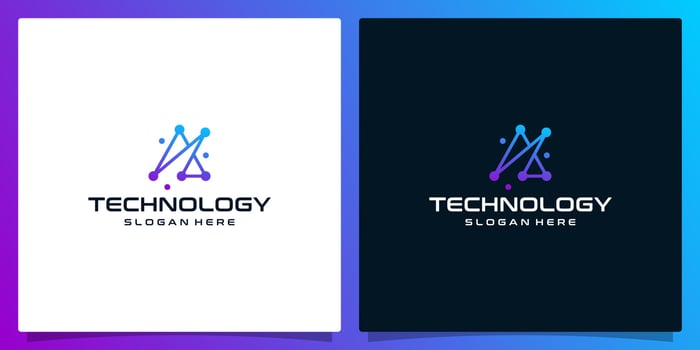 Creative logo initial letter A abstract with technology style and gradient color vector