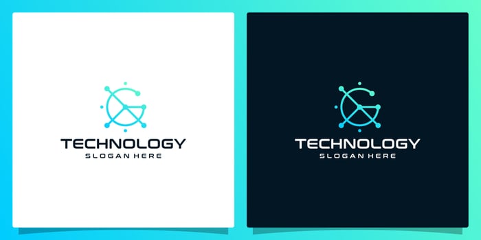 Creative logo initial letter G abstract with technology style and gradient color. Premium vector