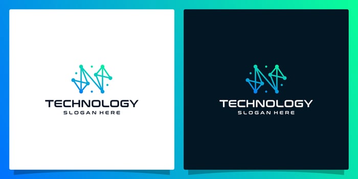 Creative logo initial letter N abstract with technology style and gradient color. Premium vector