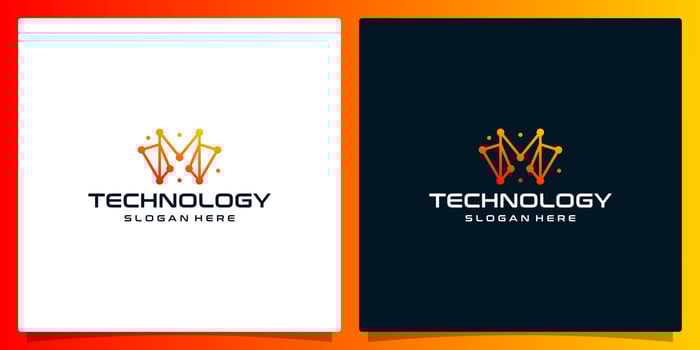 Creative logo initial letter M abstract with technology style and gradient color. Premium vector