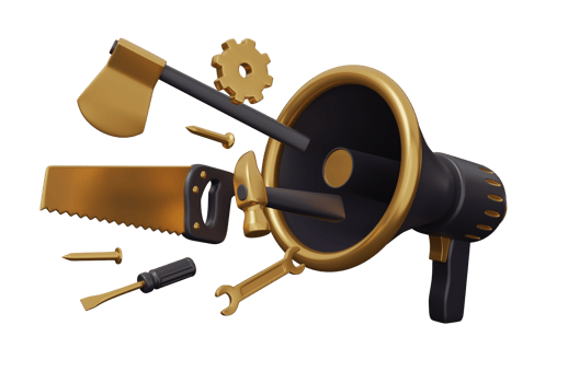 construction tools megaphone gold 3d png