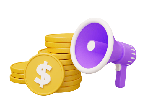 coin stack megaphone speaker 3d png
