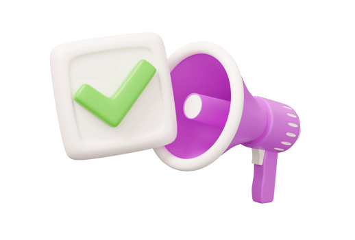 check mark megaphone 3d png